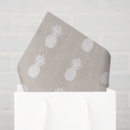 Preppy Witte Ananassen op Beige Tissuepapier