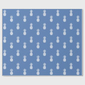 Preppy Witte Ananassen op Blauw Cadeaupapier (Vlak)
