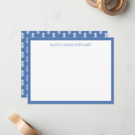 Preppy Witte Ananassen op Blauw Notitiekaartje