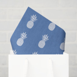 Preppy Witte Ananassen op Blauw Tissuepapier