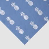 Preppy Witte Ananassen op Blauw Tissuepapier (Detail)