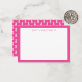 Preppy Witte Ananassen op Roze Notitiekaartje