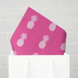 Preppy Witte Ananassen op Roze Tissuepapier