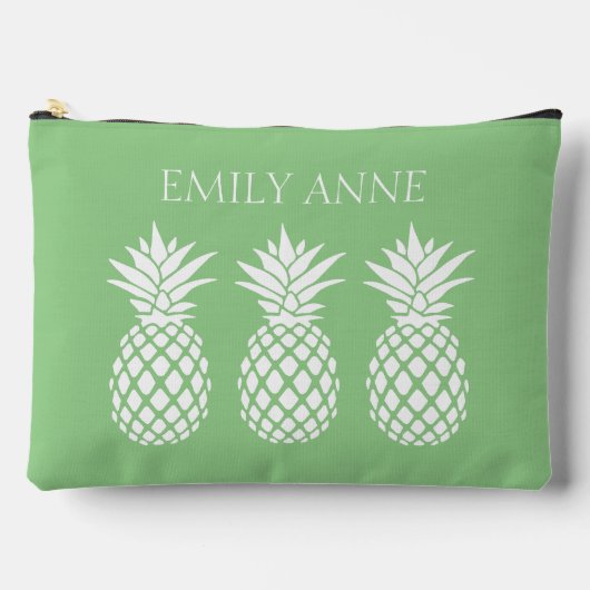 Preppy Witte Ananassen op Saliegroen Etui (Voorkant)