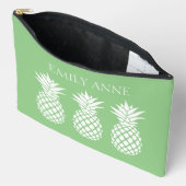 Preppy Witte Ananassen op Saliegroen Etui (Open)