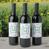Preppy Witte Zebra Martinis Groen Monogram Wijn Etiket