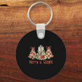 Preppy Xmas Coquette Bow Lace Merry Bright Kerstmi Sleutelhanger (Voorkant)