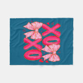 Preppy Xoxo Coquette Bow Hearts Valentine's Day Wo Fleece Deken (Voorkant (Horizontaal))