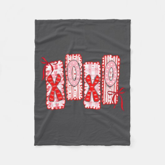 Preppy Xoxo Coquette Bow Hearts Valentine's Day Wo Fleece Deken (Voorkant)