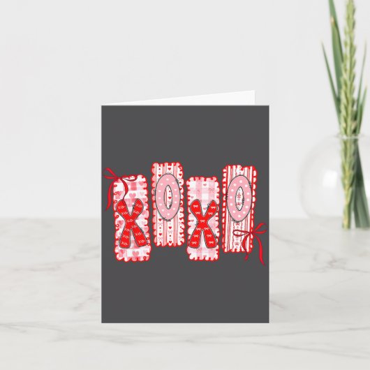 Preppy Xoxo Coquette Bow Hearts Valentine's Day Wo Kaart (Voorkant)