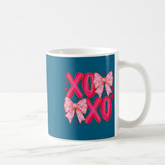 Preppy Xoxo Coquette Bow Hearts Valentine's Day Wo Koffiemok (Rechts)