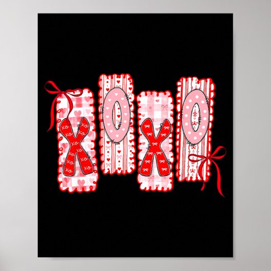 Preppy Xoxo Coquette Bow Hearts Valentine's Day Wo Poster (Voorkant)