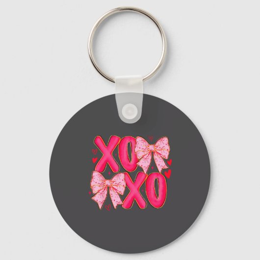 Preppy Xoxo Coquette Bow Hearts Valentine's Day Wo Sleutelhanger (Voorkant)