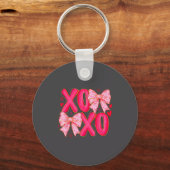 Preppy Xoxo Coquette Bow Hearts Valentine's Day Wo Sleutelhanger (Voorkant)