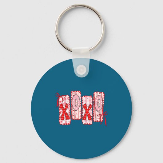 Preppy Xoxo Coquette Bow Hearts Valentine's Day Wo Sleutelhanger (Voorkant)