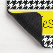 Preppy Yellow and Black Houndstooth, op maat gemaa Muismat (Hoek)