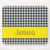 Preppy Yellow and Black Houndstooth, op maat gemaa Muismat (Voorkant)