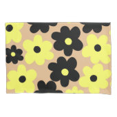 Preppy Yellow Black Hippie Flower Pattern Kussensloop (Voorkant)