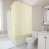 Preppy Yellow en White Geometric Grid Pattern Douchegordijn (In situ)