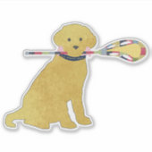 Preppy Yellow Lab Lacrosse Hond Custom Cut Sticker (Voorkant)
