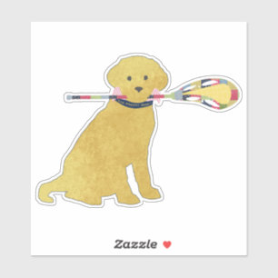 Preppy Yellow Lab Lacrosse Hond Custom Cut Sticker