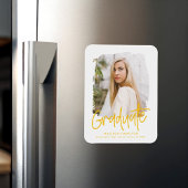 Preppy Yellow Script Photo Afstuderen Magneet