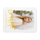 Preppy Yellow Script Photo Afstuderen Magneet (Horizontaal)