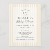 Preppy Yellow Stripe Baby Shower Pocket Invitation Briefkaart (Voorkant)
