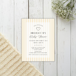 Preppy Yellow Stripe Baby Shower Pocket Invitation Briefkaart