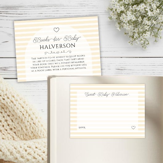 Preppy Yellow Stripes Baby Shower Book Request Informatiekaartje