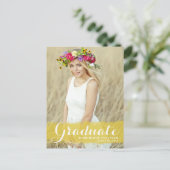 Preppy Yellow Waterverf Overlay Photo Afstuderen Aankondigingskaart (Staand voorkant)