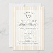 Preppy Yellow White Stripes Baby Shower Kaart (Voorkant)