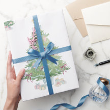 Preppy Zachte Pastel Kerstboom Inpakpapier