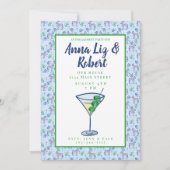 Preppy Zebra Martini verlovingsfeest blauw Kaart (Voorkant)
