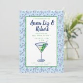Preppy Zebra Martini verlovingsfeest blauw Kaart (Staand voorkant)