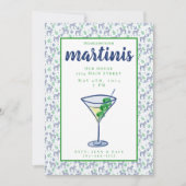 Preppy Zebra Martini Witte Martini Feestje Kaart (Voorkant)