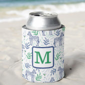 Preppy Zebra Martinis Groen Monogram Wit Blikjeskoeler