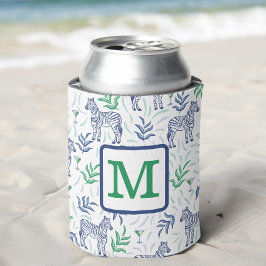Preppy Zebra Martinis Groen Monogram Wit Blikjeskoeler