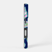 Preppy Zeeschelpen Navy Monogram iPhone 16 Hoesje (Rechterkant)