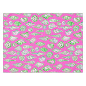 Preppy Zeeschelpen op Roze Zeekant Tafelkleed (Voorkant (Horizontaal))