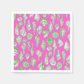 Preppy Zeeschelpen op Roze Zeekust Servet (Voorkant)