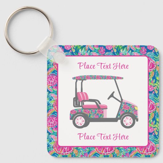 Preppy Zeeschildpadden Golfkar Sleutelhanger (Voorkant)