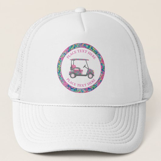 Preppy Zeeschildpadden Golfkar Trucker Pet (Voorkant)