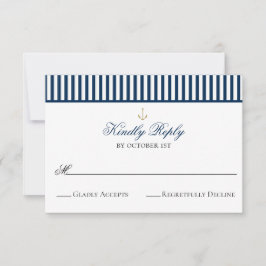 Preppy ZeevaartKaart van het Huwelijk RSVP van de Kaartje