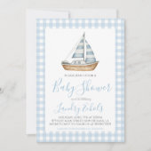 Preppy zeilboot Nautical blauwe jongens baby showe Kaart (Voorkant)