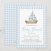 Preppy zeilboot Nautical blauwe jongens baby showe Kaart (Voorkant / Achterkant)