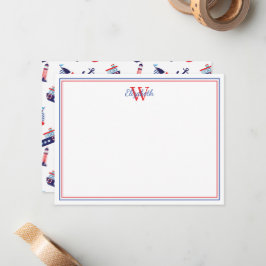 Preppy Zeilboten Monogram Notitiekaartje