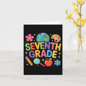 Preppy Zevende Graad Terug naar School 7e Graad On Kaart (Gele Bloem)
