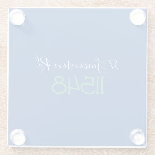 Preppy Zip Code Street Adres gepersonaliseerd Glazen Onderzetter (Achterkant)