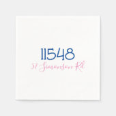 Preppy Zip Code Street Adres gepersonaliseerd Servet (Voorkant)